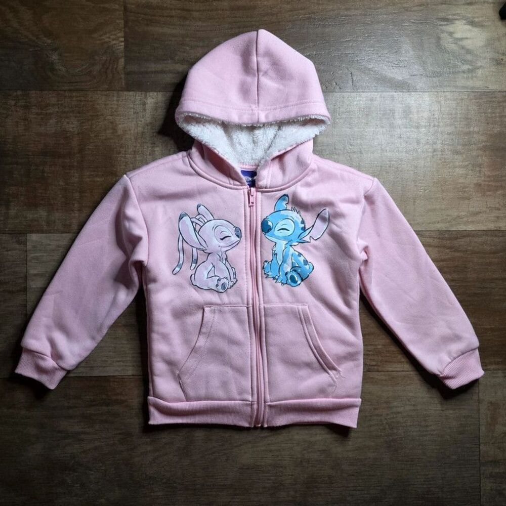Disney Pink Stitch & Angel Toddler Girls Zipper Hoodie Size 6